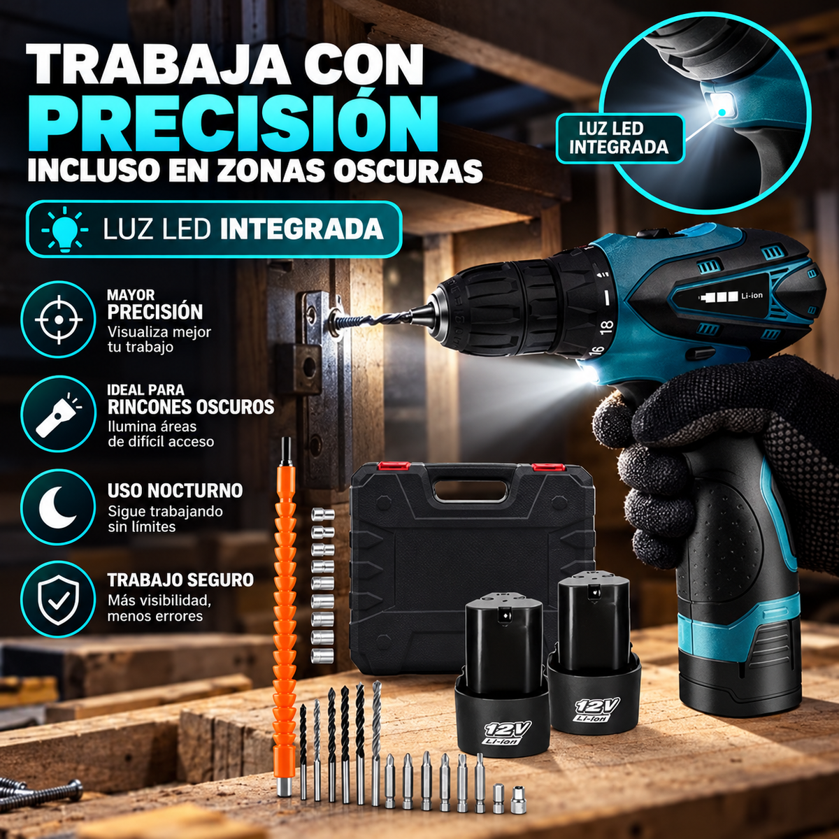 ¡Potencia en tus Manos! Taladro Inalámbrico 12V con Kit Completo